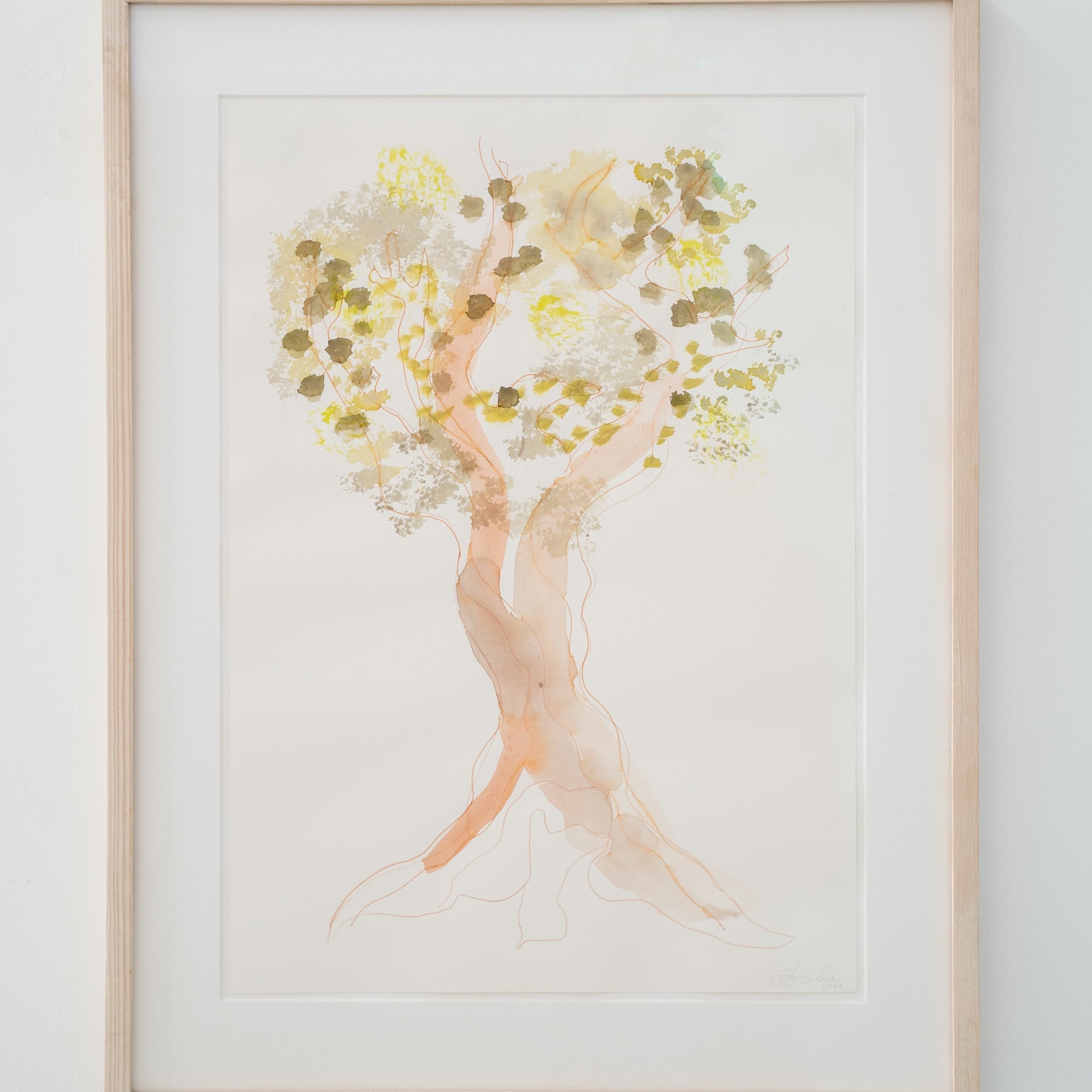 The olive grove, 2011 \\ Sigalit Landau Watercolor and colored-pencil on paper, 52*42.5 cm