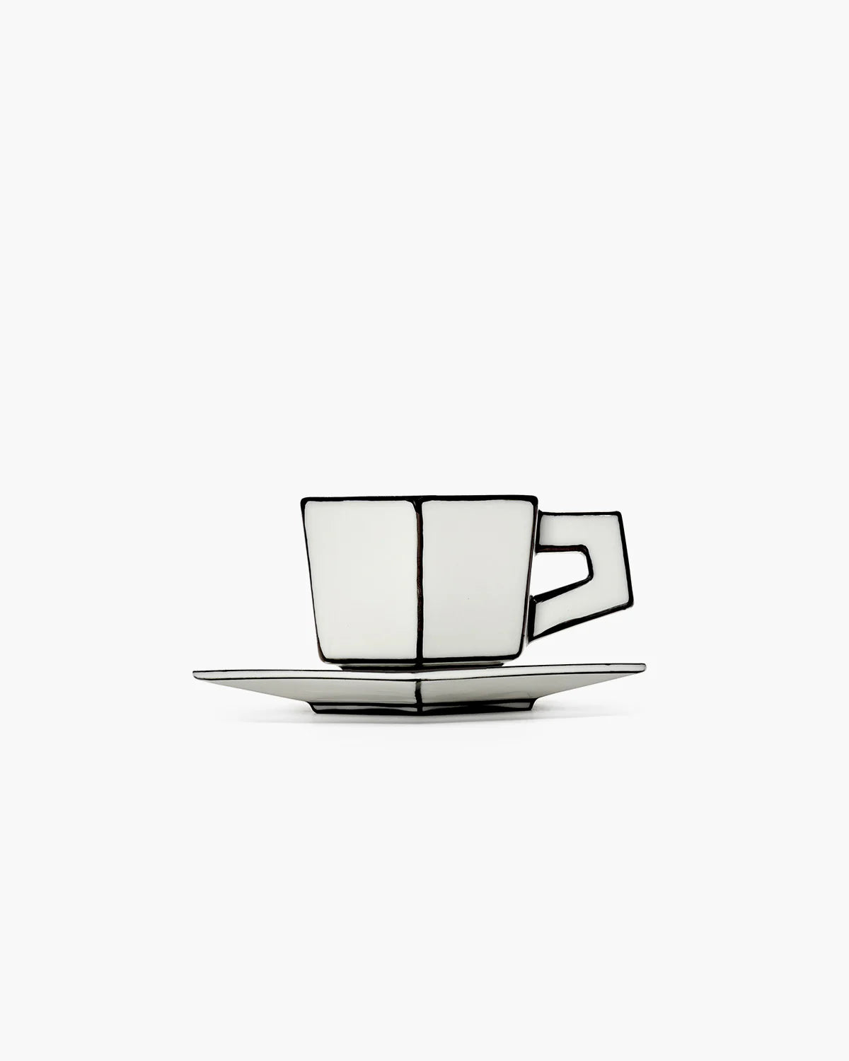 Espresso cup with saucer white - black Carte Blanche - pair of 2